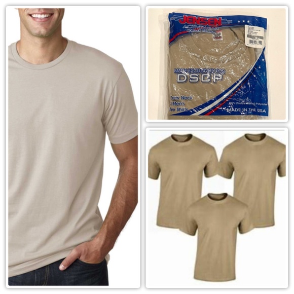 Jensen for DSCP Pack of 3 Crew Neck Short Sleeve Sand Tee Shirts Mens XL NEW - Picture 1 of 7